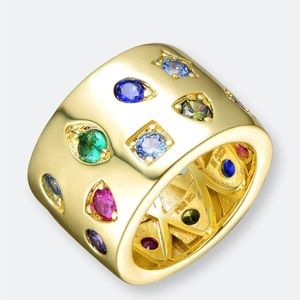 Rachel Glauber
Gold Plated Multi Colored Cubic Zirconia Wide Band Ring NEW